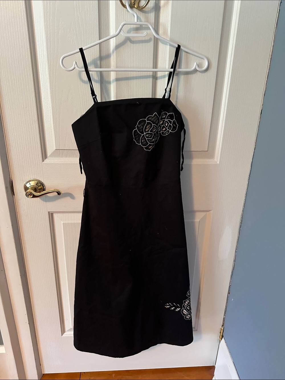 Kenneth Cole Reaction Black Strapless Dress with White Floral Stitching